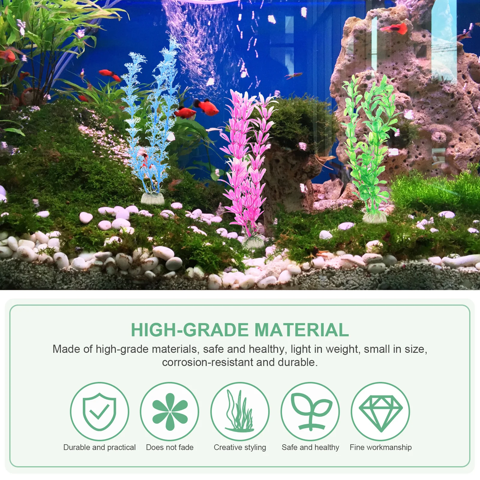 

7Pcs Decorative Aquarium Plant Artificial Water Grass Adornment Safe High-Class Plastic Material Natural Lively