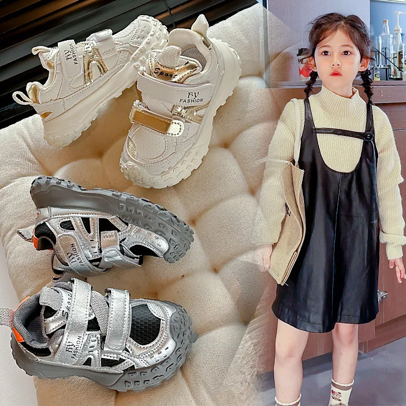 

2024 Autumn New Children Sneakers for Girl Fashion Korean Style Air Mesh Breathable Casual Outside Anti-slippery Versatile Shoes