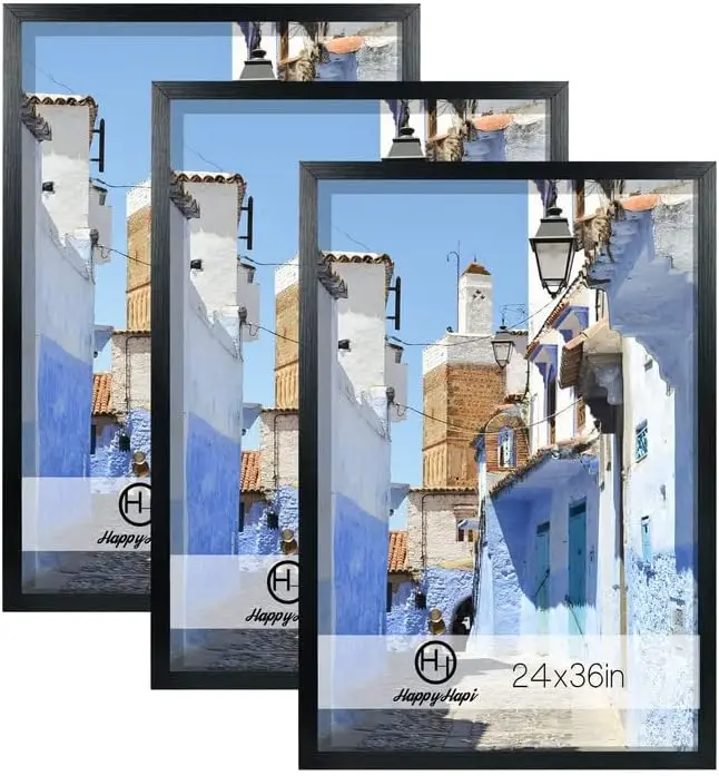 24x36 Black Poster Frame 3 Pack, Wall Gallery Picture Frame for Posters, Paintings, Artworks - Versatile Display for Home Decor
