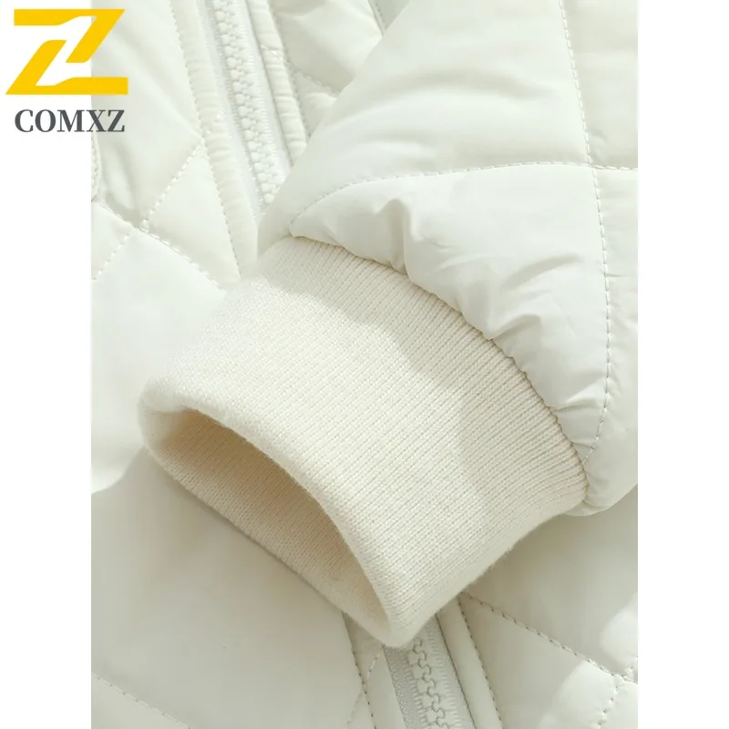 2025 Men's Winter Baseball Jacket Trendy Street Rhombic Cotton Warm Padded Coat Harajuku Clothing Men Windproof Cold-proof Parka