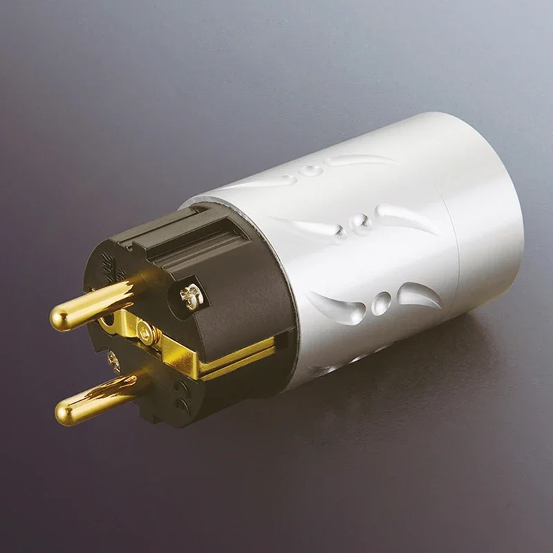 Pair Viborg VE502G+VF502G 100% Pure Copper EU Euro Power Connecotor Schuko plug IEC Female Plug hifi