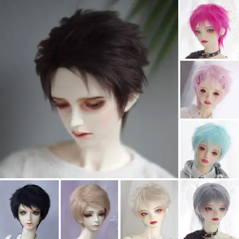 Bjd doll fur wig shot hair 1/12 1/8 1/6 1/4 1/3