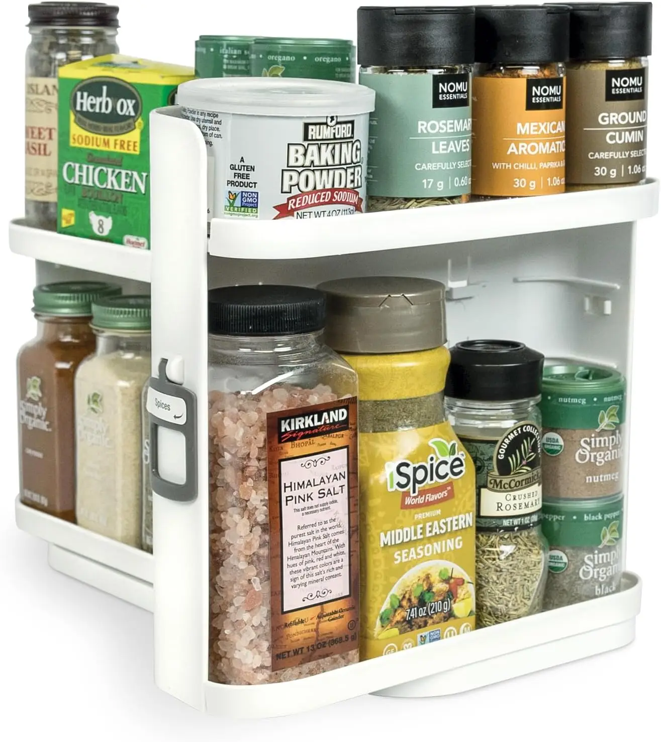 

Slide & Rotate Spice Rack Organizer with 4 Adjustable Shelves, Magnetic Design for Cabinet Storage