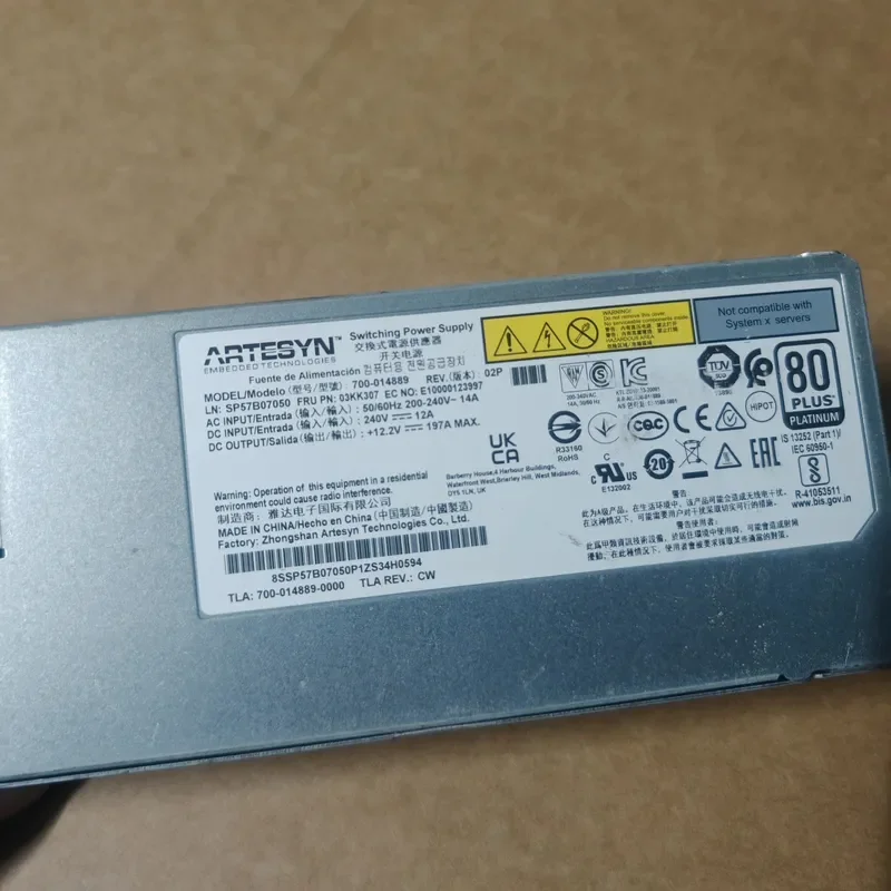 for Lenovo ST650V2 Power Supply Model 700-014889 Server PSU Replacement Unit High Efficiency Stable Performance Compatible
