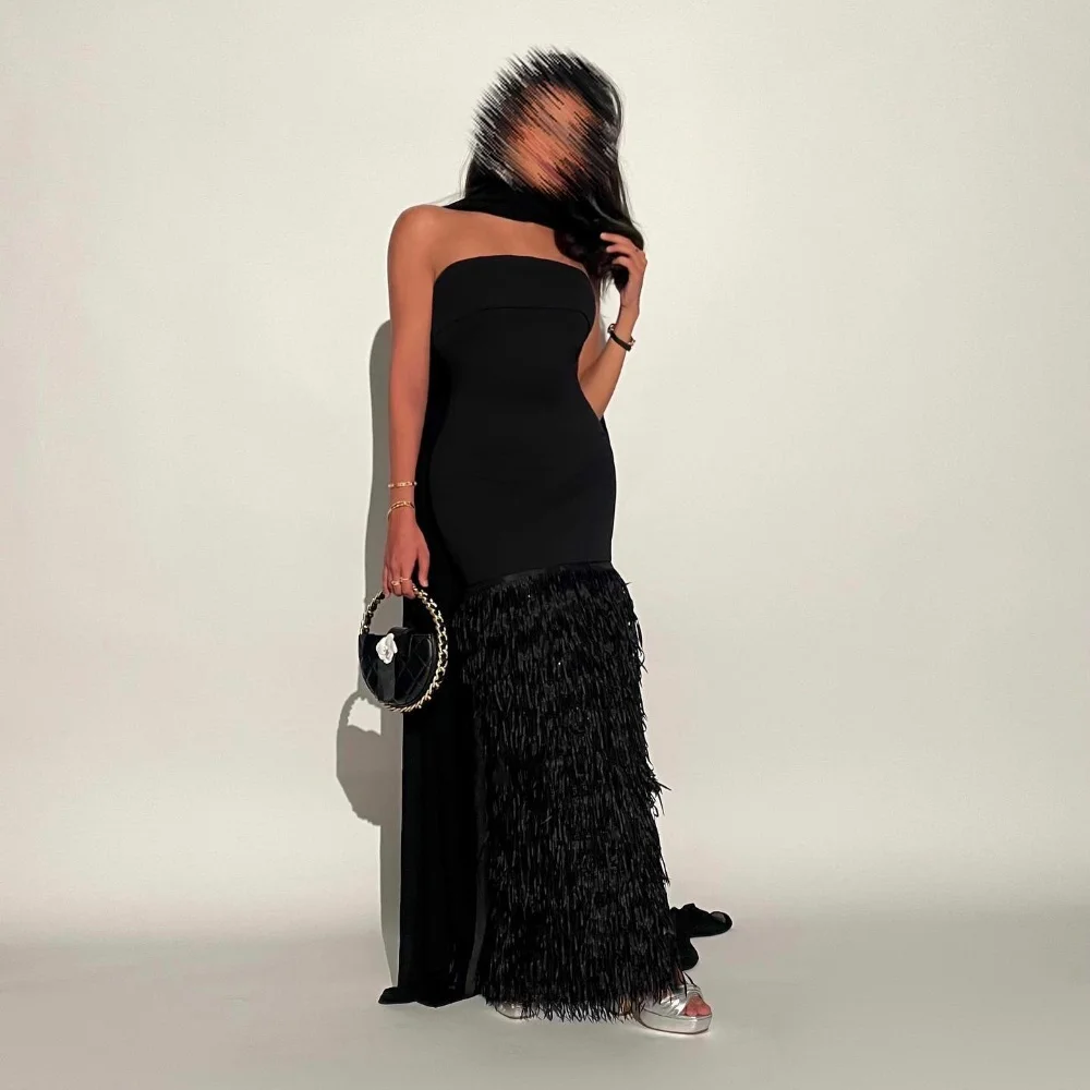 

CustomizedElegant Jersey Pleat Tassel Column Strapless Long Dresses Celebrity Dresses Fashion Classic Exquisite Sizes Available