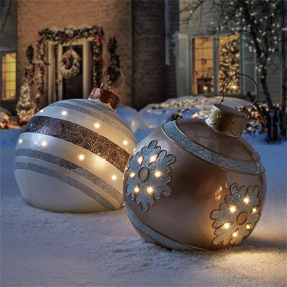 60CM Christmas Inflatable Decorated Balls Christmas Spheres Outdoor PVC Christmas Decoration Toy Ball Navidad Tree Decorations