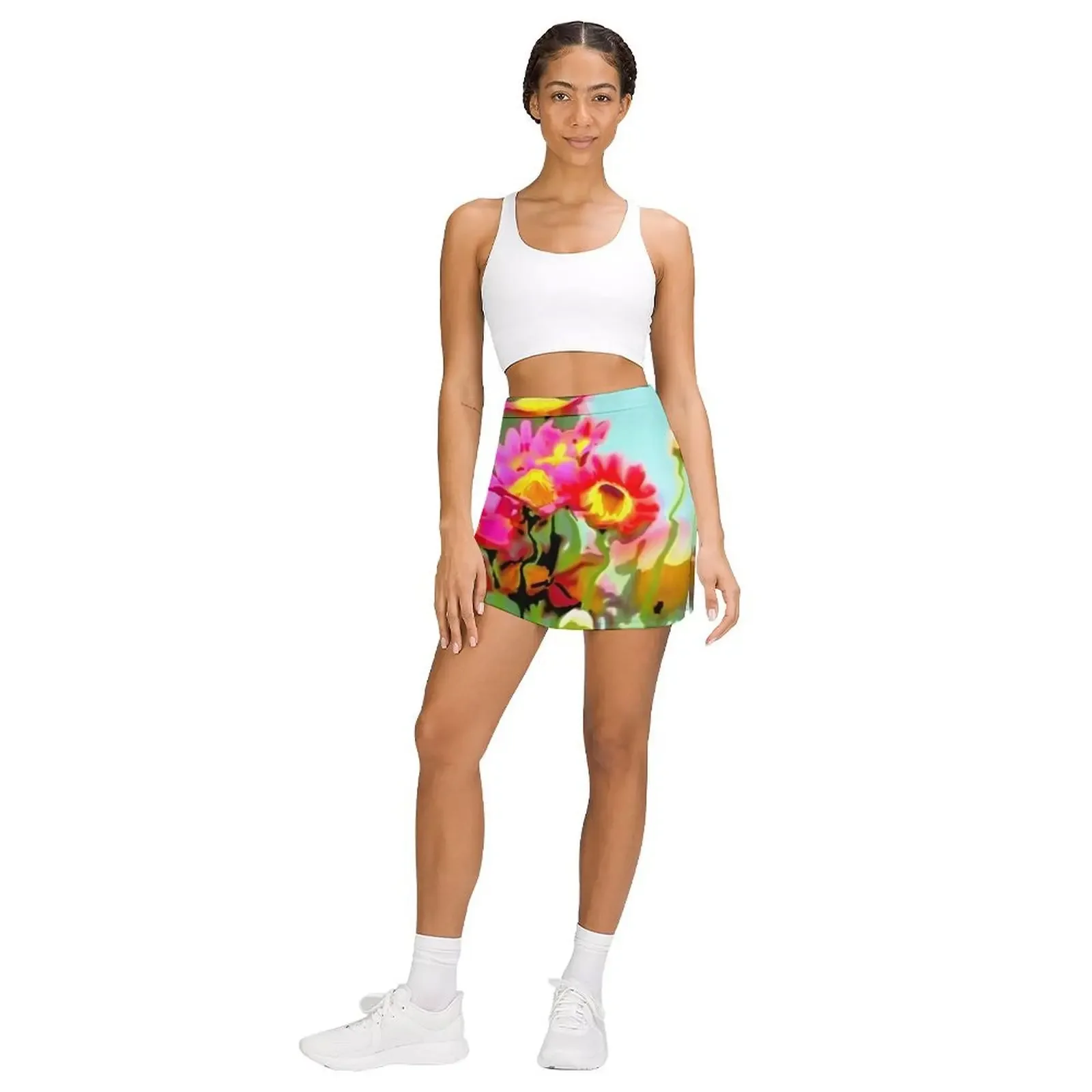 Minissaia digital com flores de água, saia midi para mulheres, roupas de luxo coreanas, saia sexy