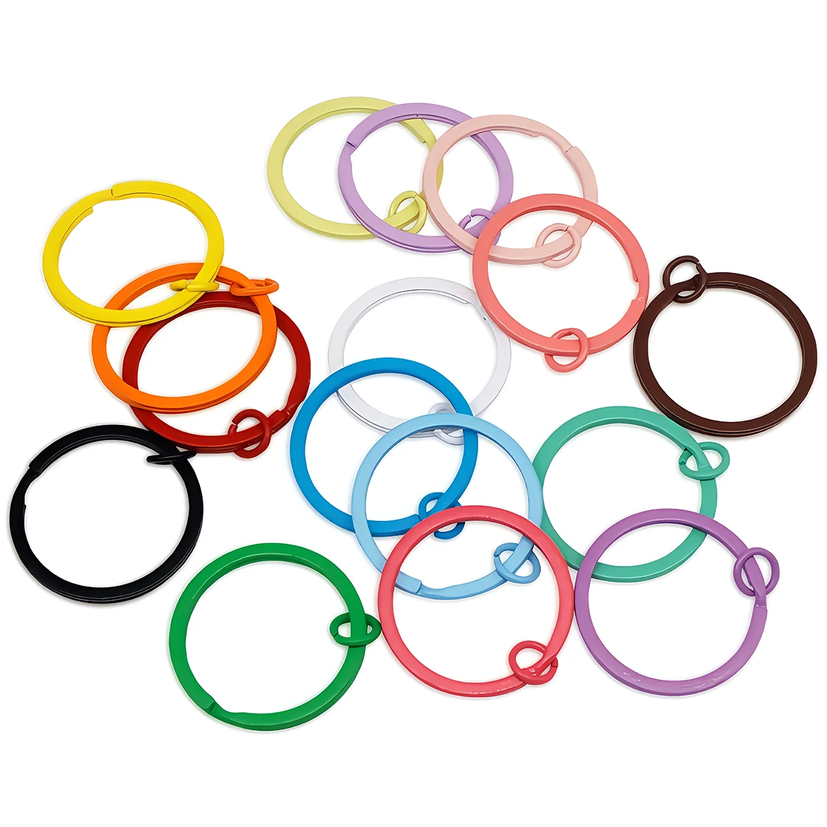 10 Stück bunte Metall-Schlüsselringe mit Sprengringen, 30 mm runder Schlüsselringhalter für die Herstellung von Schlüsselanhängern, Schmuckzubehör und Bastelmaterial. – Detail 7