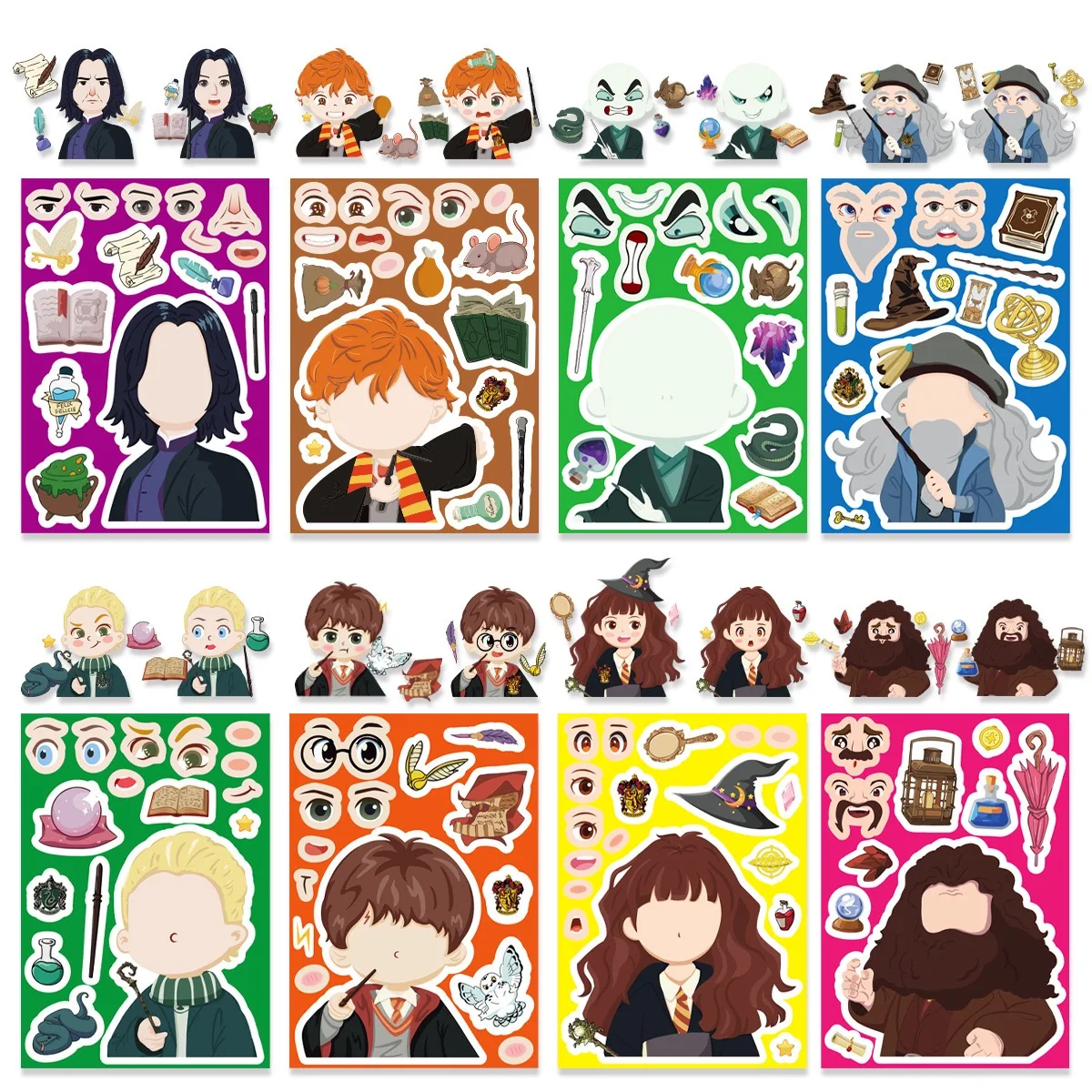 

Hogwarts School Witchcraft Stationery Sticker Children's Cartoon Q Version of Parent-child Interactive Puzzle DIY Face Stickers