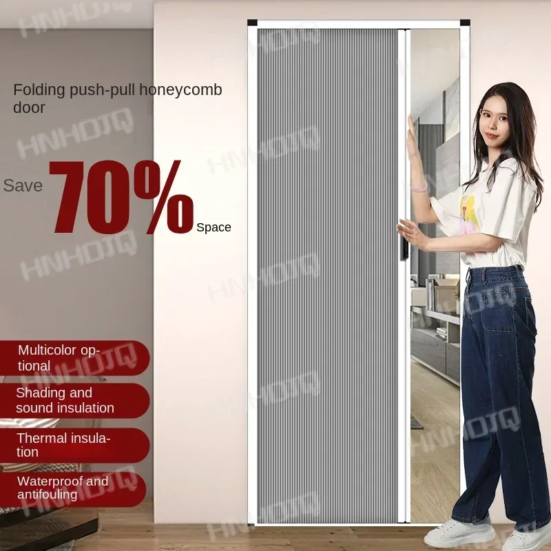 Folding door, kitchen sliding partition curtain, invisible and installation free, simple bathroom, bathroom, bathroom