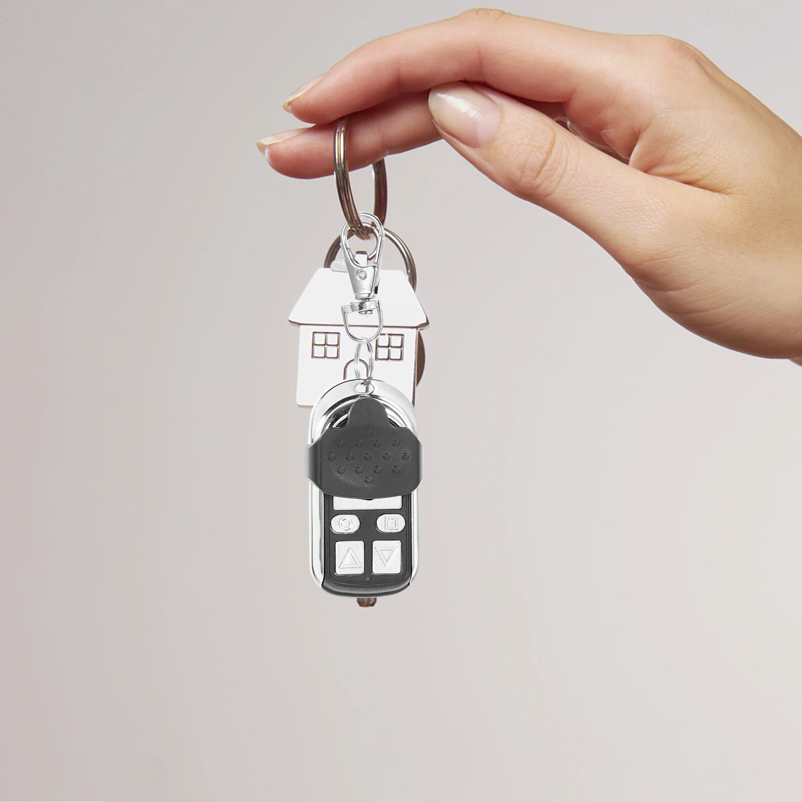 

4-Button Garage Door Key Fob Durable ABS Iron Material Automatic Strong Anti- Remote