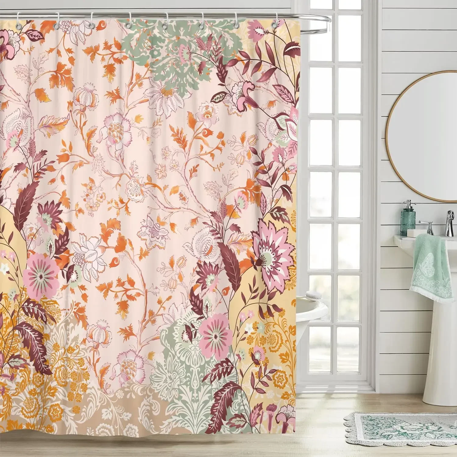 

Богемные разноцветные цветы, весна-лето, занавеска для душа с полевыми цветами, водонепроницаемая декоративная занавеска для душа из полиэстера