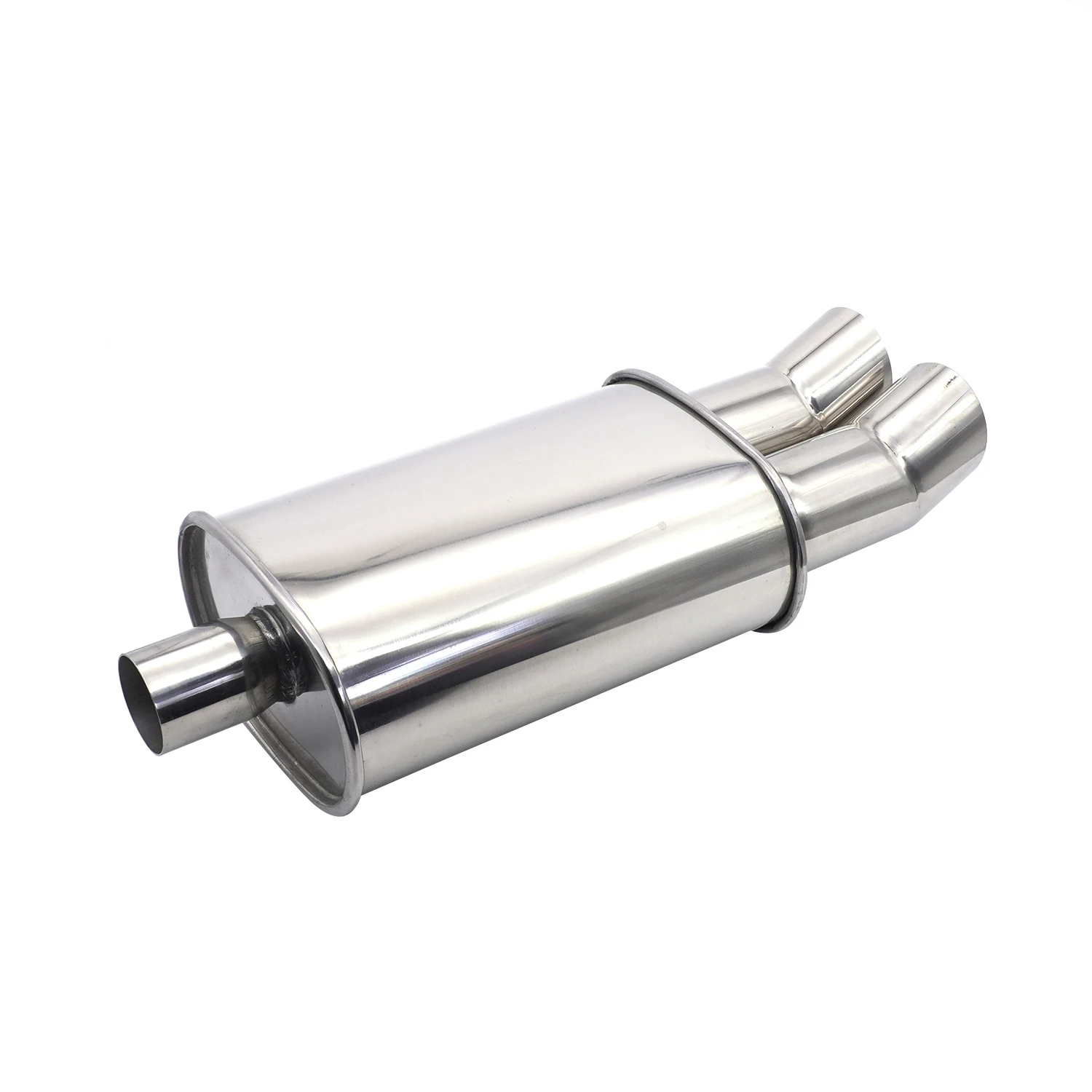 

Выхлопная труба для автомобиля с входом 2,5 дюйма, спортивная, для тюнинга, с двойным выходом 63 мм, усиление звука турбины, насадки на глушитель