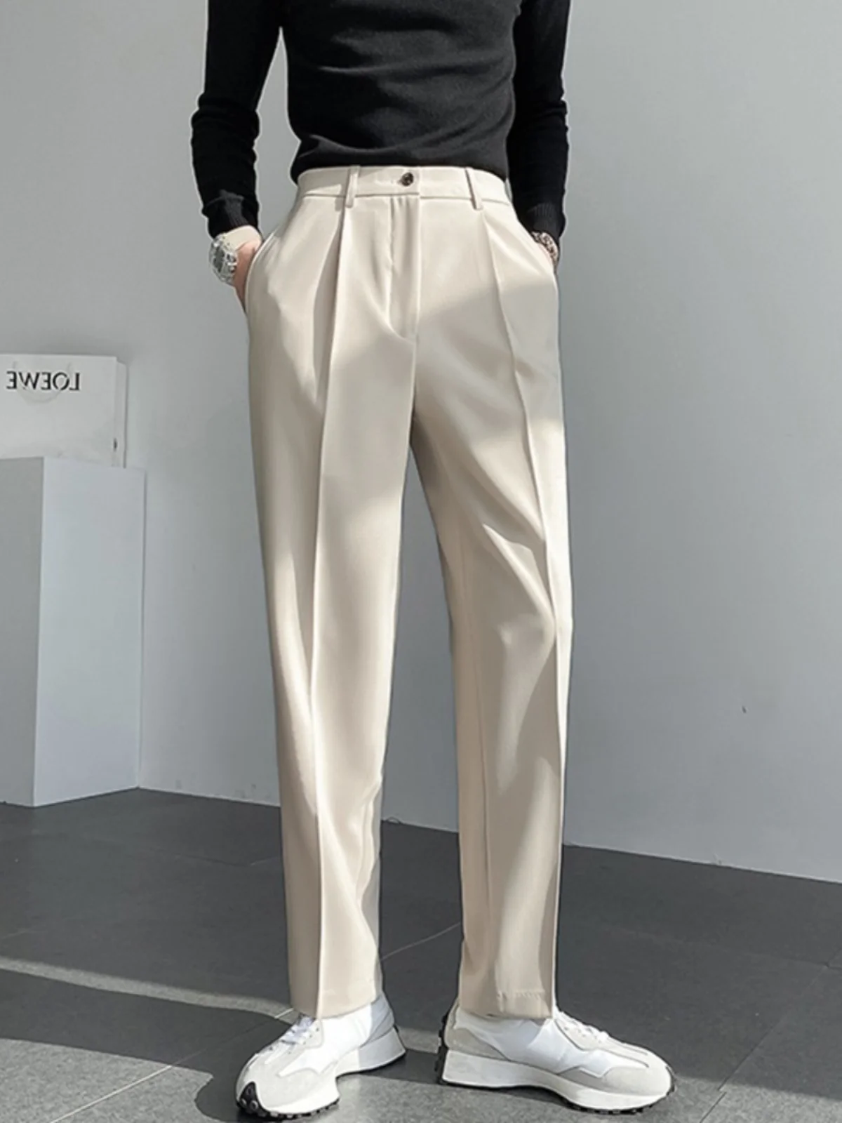 

Мужские летние тонкие брюки прямого кроя, струящиеся, повседневные, в деловом стиле, молодежные, энергичные, на все сезоны, базовые цвета