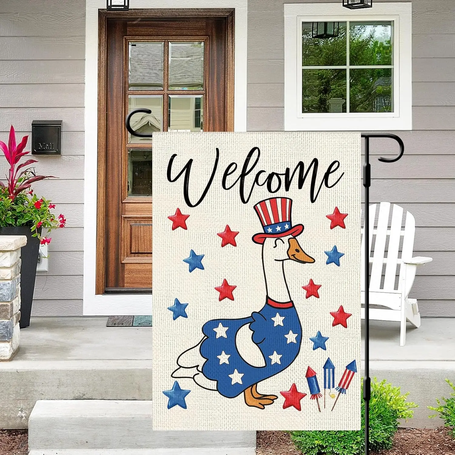 DLZDN 4th of July Goose Garden Flag 12×18 Inch Double Side Vertical Burlap Farmhouse Yard Sign Independence Day Patriotic Ou jjp