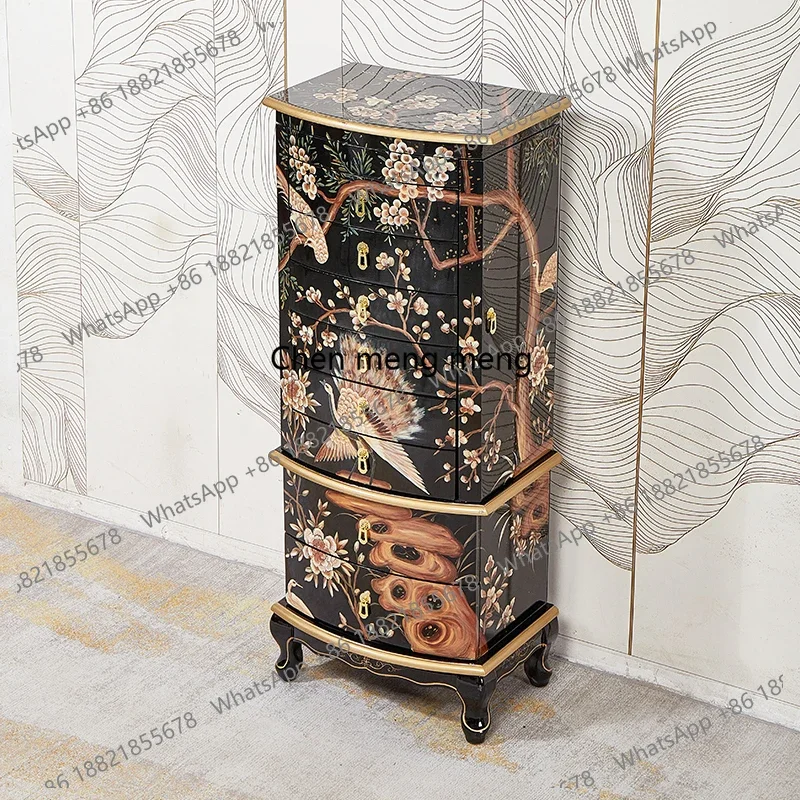 

New Chinese-style household solid wood furniture dressing with mirror lock drawer cabinet jewelry