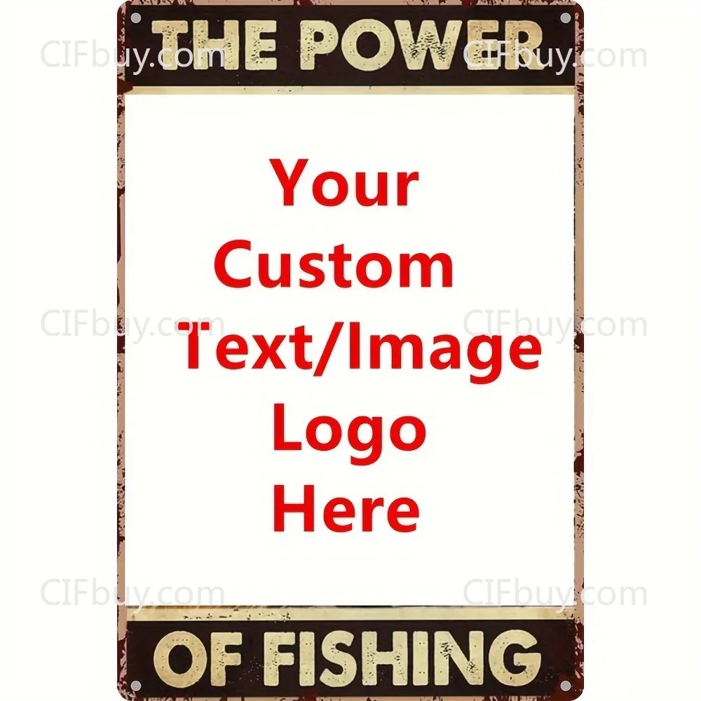 8×12Inch Personalized Custom Retro Fishing Tin Plaque Custom Text Waterproof Wall Hanging Decor Gift for Man Cave Garage Bar
