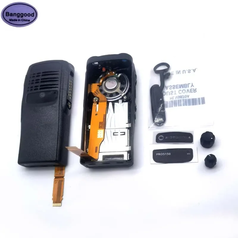 Front Panel Cover Case Housing Shell w/ Horn Flex Cable Volume Channel Knobs for Motorola Portable Radio PRO5150 Walkie Talkie