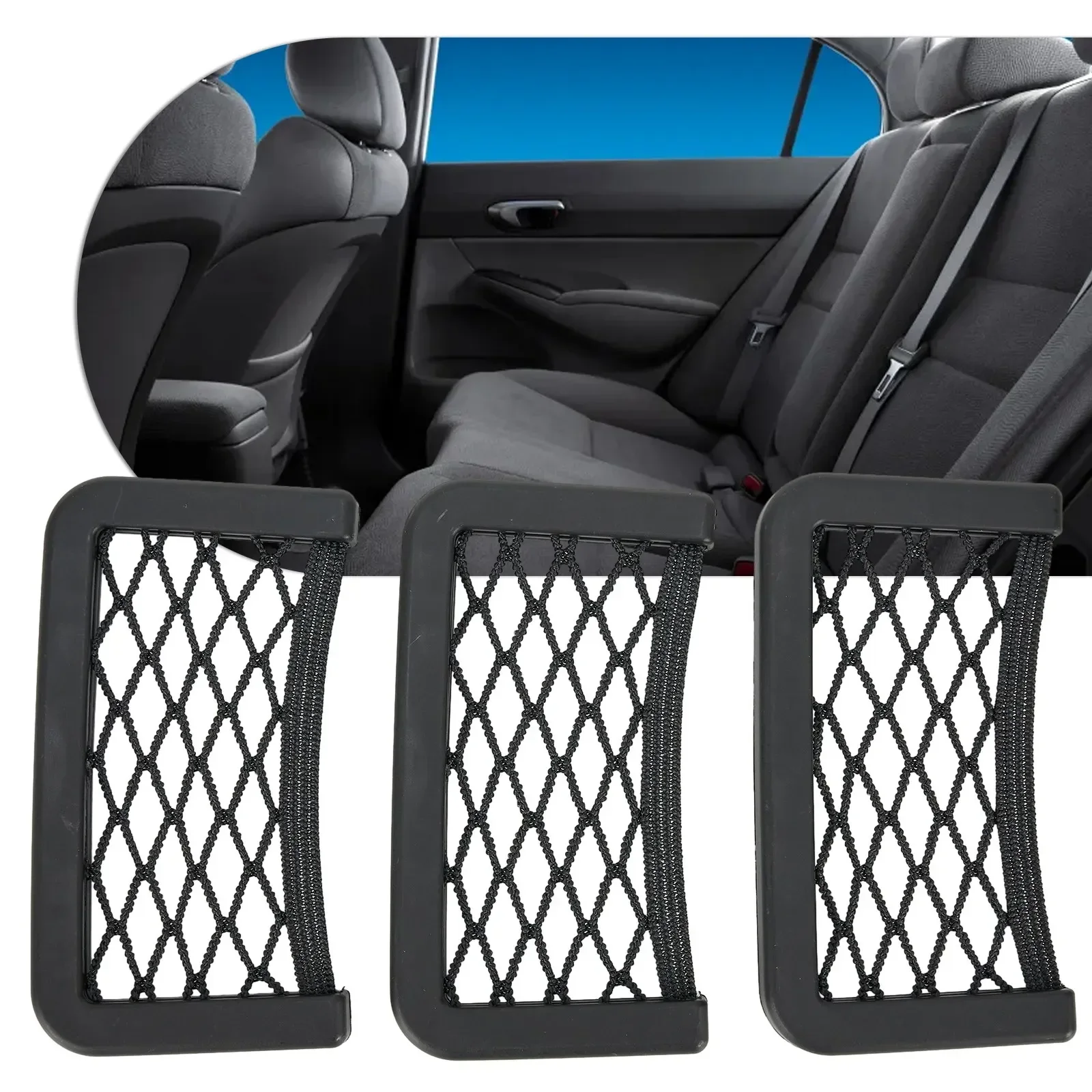 

New Car Net Bag Storage Net Bag Storage Organizer Net Convenient Double-Sided Car Organizer Phone Holder Pocket Seat