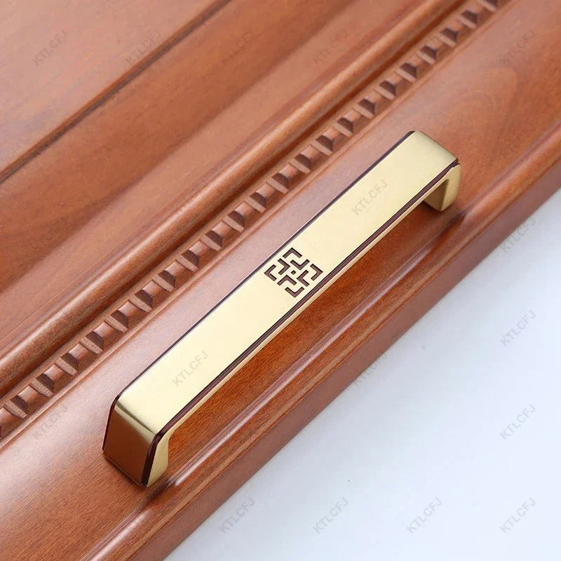 Chinese Style Pure Brass Handle Nordic Retro Style Drawer Wardrobe Wine Cabinet Handle Pastoral Retro Pattern Handle