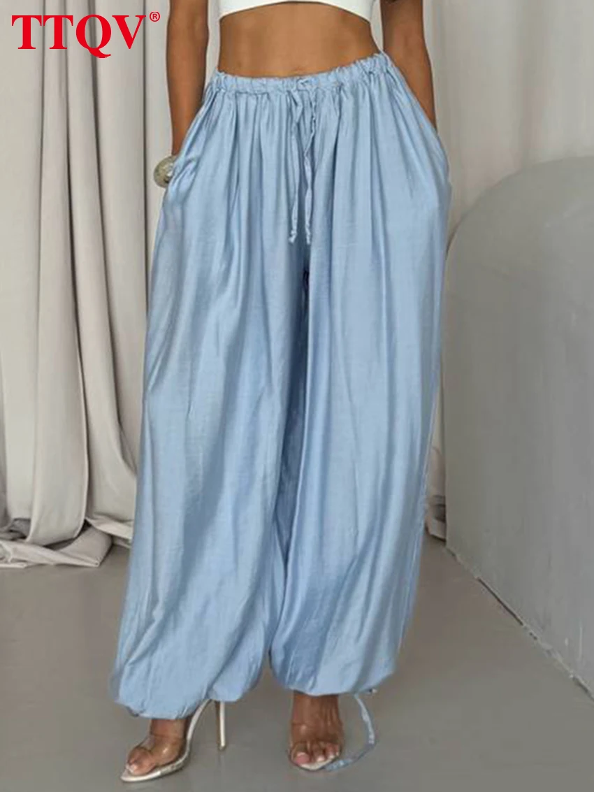 

TTQV Fashion Loose Brown Women's Pants 2025 Casual High Waist Wide Leg Trousers Elegant Classic Solid Pants Female Clothing