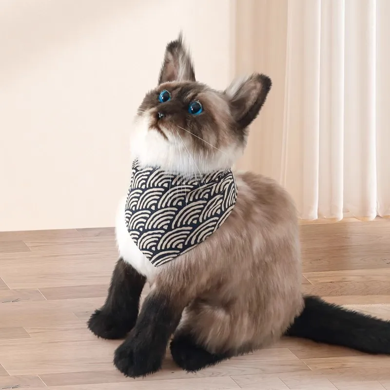 

Simulation Animal Siamese Cat Doll Kitten Doll Plush Toy Birthday Companion Gift 32x24cm DY10409