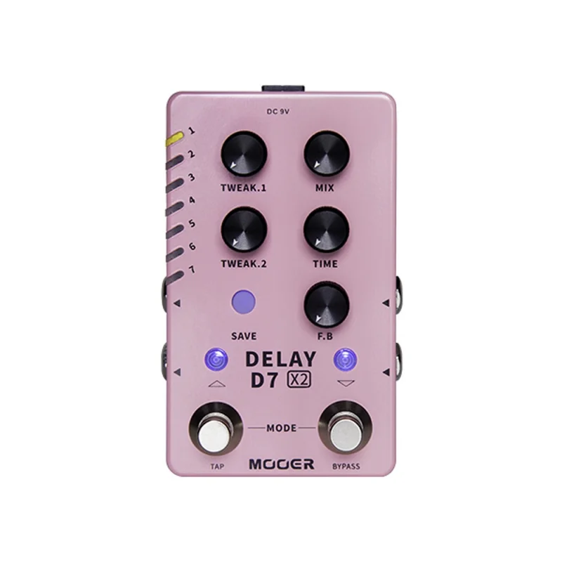 Mooer D7 X2 Stereo Delay Pedal Built-in Analog/Digital/Dynamic/Dual/Fuzz 14 Delay Effects Guitar Pedal Tap Tempo Function