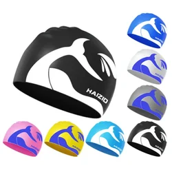 Universal Men Women Swimming Caps Soft Silicone Waterproof Cute Cartoon Swim Hat Large Size Adult Swimming Cap Pool Accessories