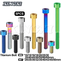 Xingxi 5Pcs Titanium Bolt M6\M7X10 15 18 20 25 30 35 40 45 50 55 60 65mm Hex Head Screw For Bike Seatpost Fastener