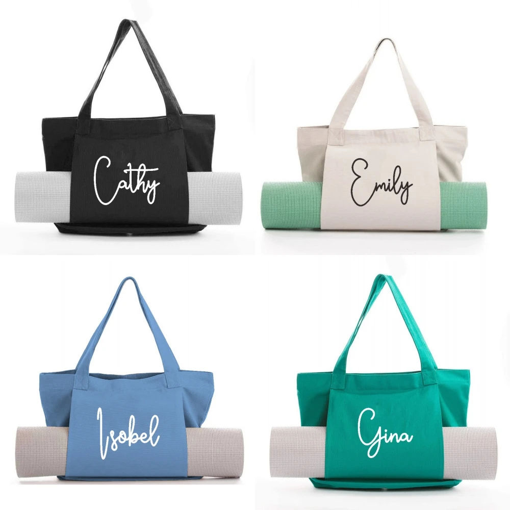Bolsa de yoga orgánica con nombre personalizado, fuente de escritura, bolsa de yoga personalizada, bolsa de esterilla de yoga, bolsa de pilates, bolsa de meditación, regalo femenino