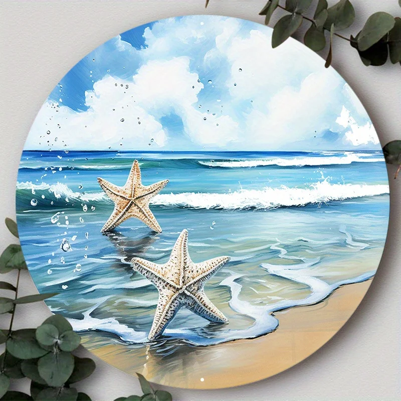 Round Aluminum Metal Sign, Durable Metal Construction,  Perfect for Home Decoration, Ideal Wall Art, Coastal-Themed Room Accent