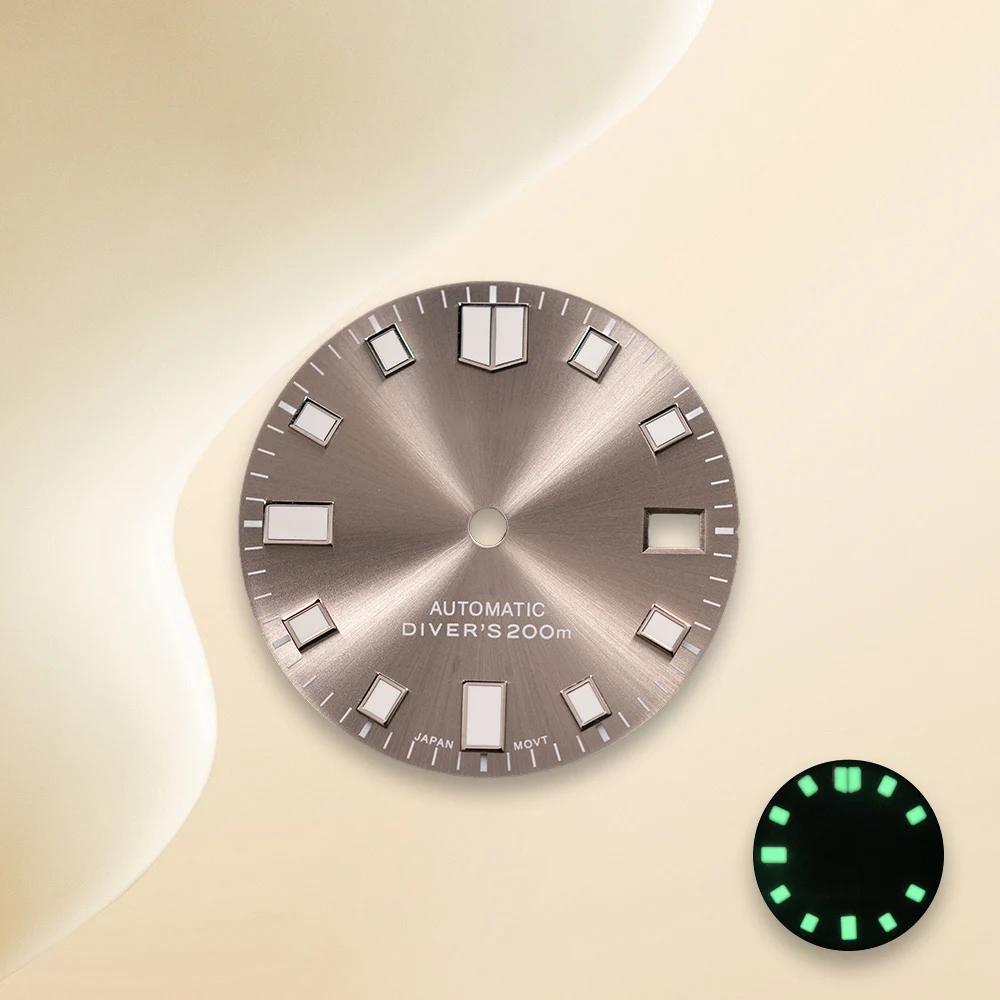 Cadran de plongée avec Logo S NH35, 28.5mm, motif solaire, pour mouvement NH35/NH36/4R/7S C3, accessoires de Modification de montre lumineux vert