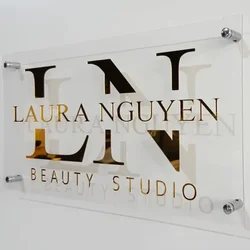 Customized Acrylic Sign with Mirror Gold/Silver Designs for Your Company Logo or Your House Door Plate