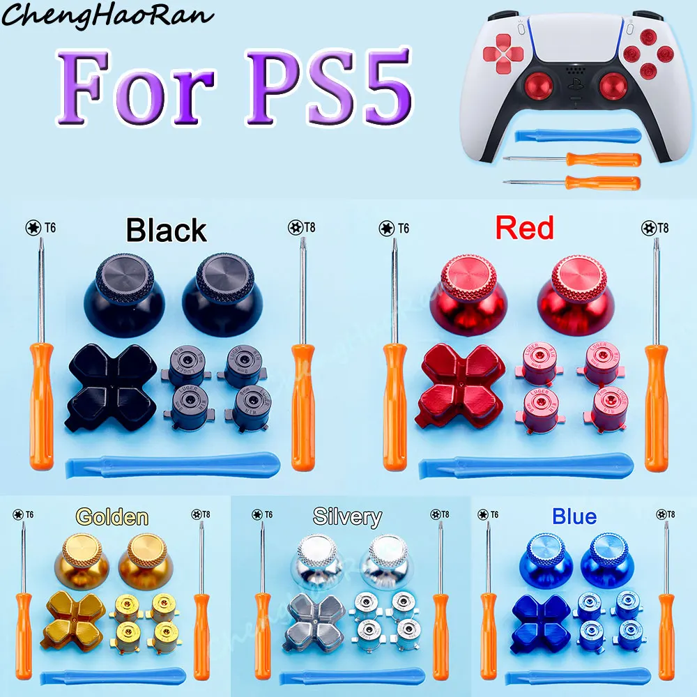 

1 Set For PS5 Controller Metal Aluminum Button Thumb Joystick Covers & Action Item Symbol Buttons & Direction Buttons Accessory