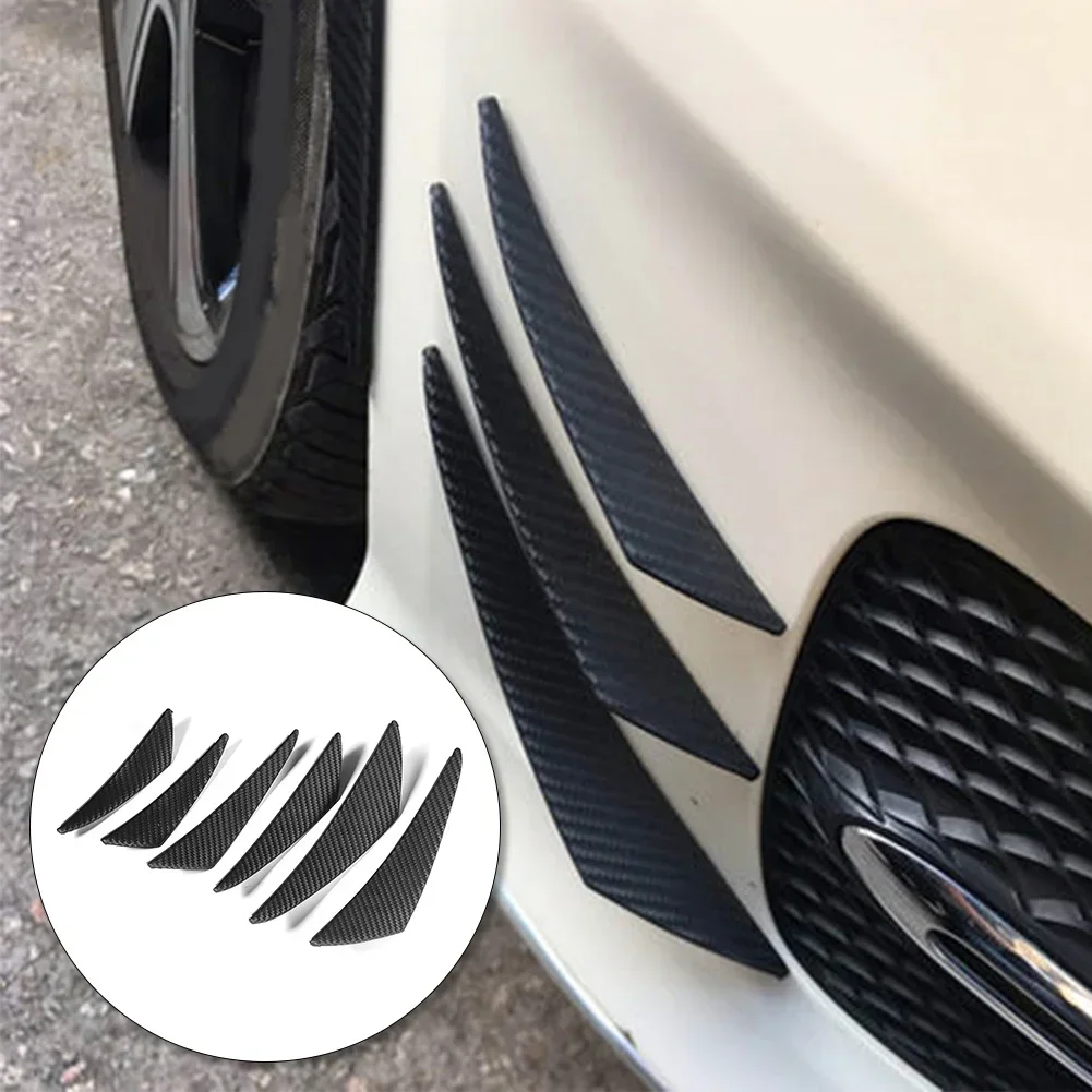 6 uds textura de fibra de carbono parachoques de coche aleta Canard divisor difusor valencia alerón labio