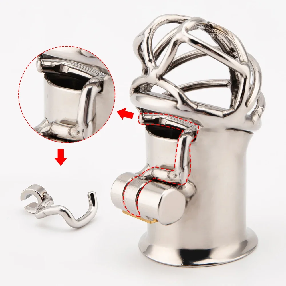 

PA Customizable Stainless Steel Male Chastity Cage with PA Puncture Design and Stealth Lock for BDSM Adult Games