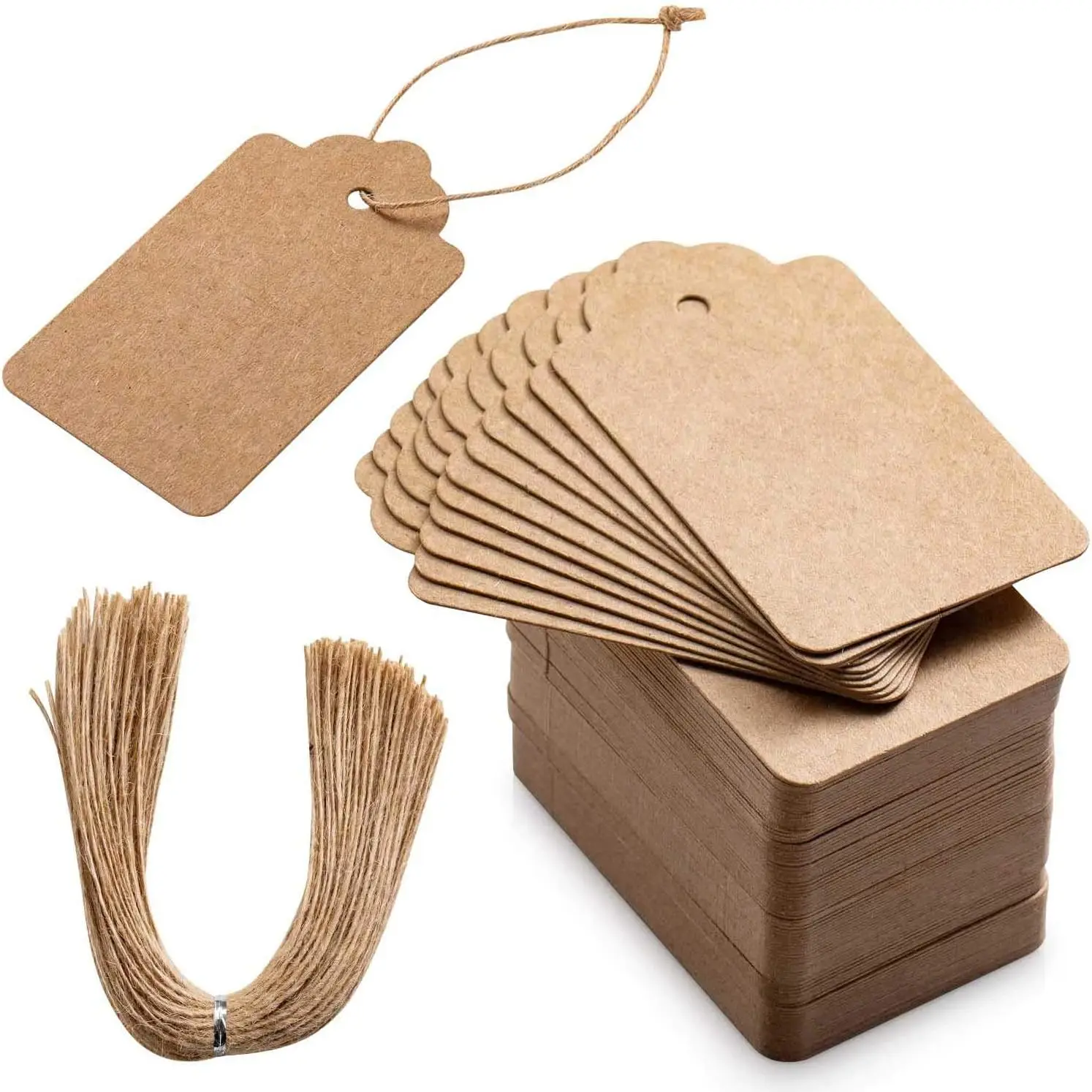 

250 Kraft Paper Gift Tags with Jute Twine for Wedding Christmas Thanksgiving Party Favors