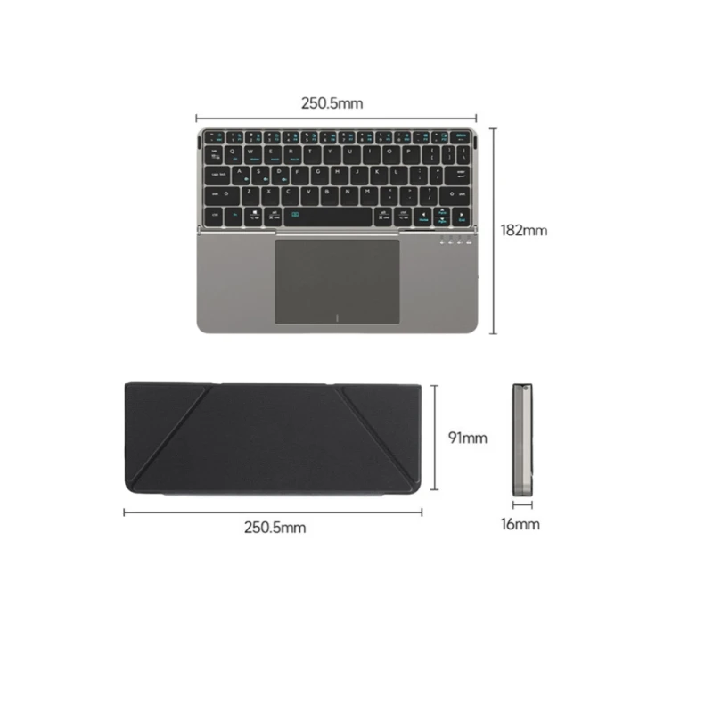 2-in-1 folding Bluetooth keyboard tablet laptop external touch keyboard leather case stand portable - Image 6