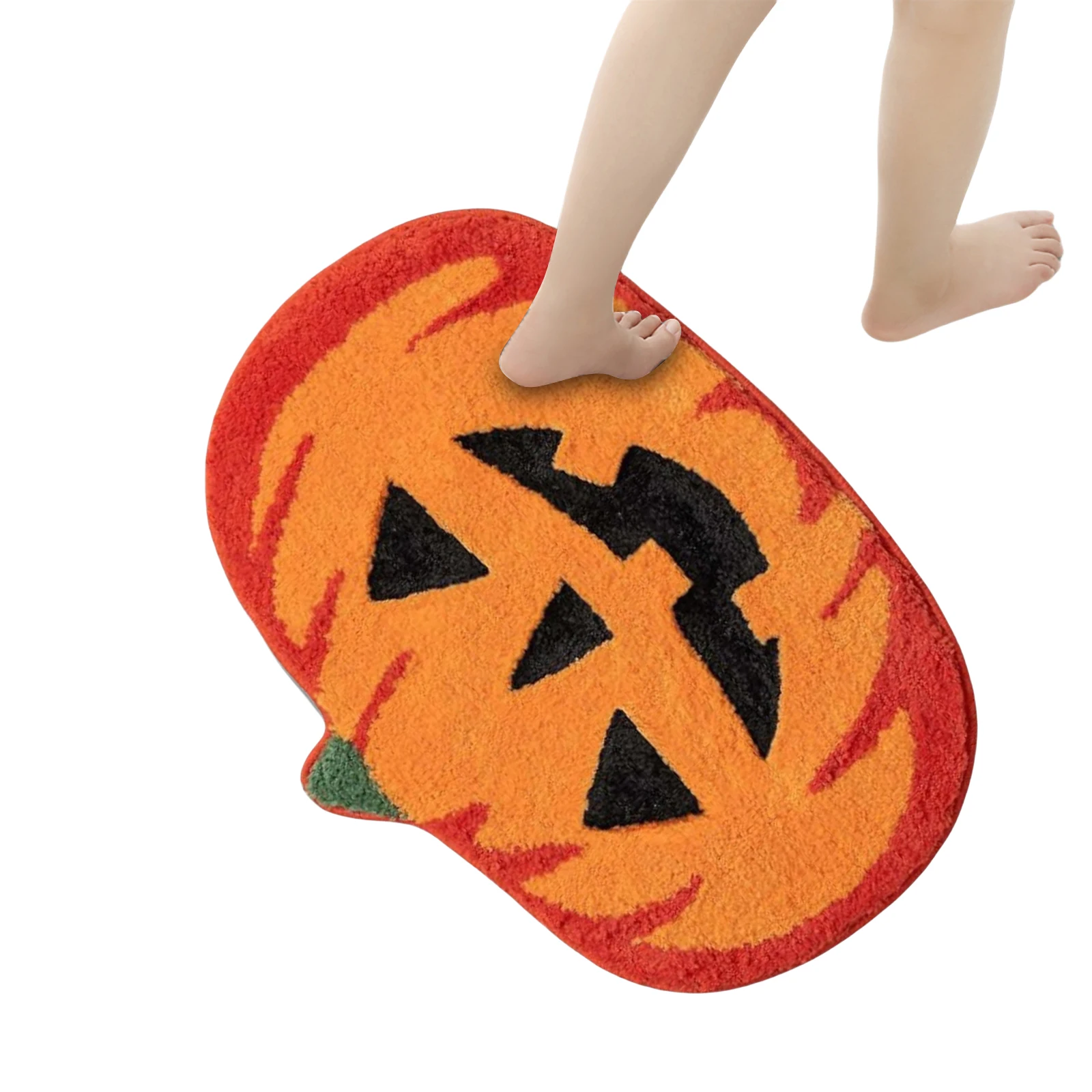 

Halloween Pumpkin Cashmere Door Mat Hypoallergenic Thickened Bathroom Carpet Non-slip Bathroom Mat Home Kitchen Decoration Floor