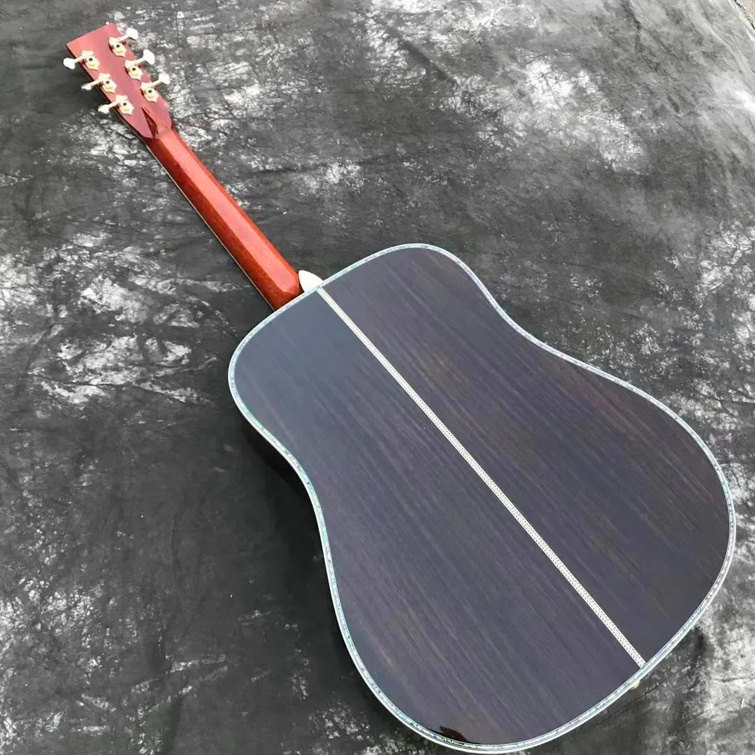 All Solid Wood D Type Spruce Rosewood Acoustic Guitar Abalone Inlays Ebony Fingerboard Electric Guitarra