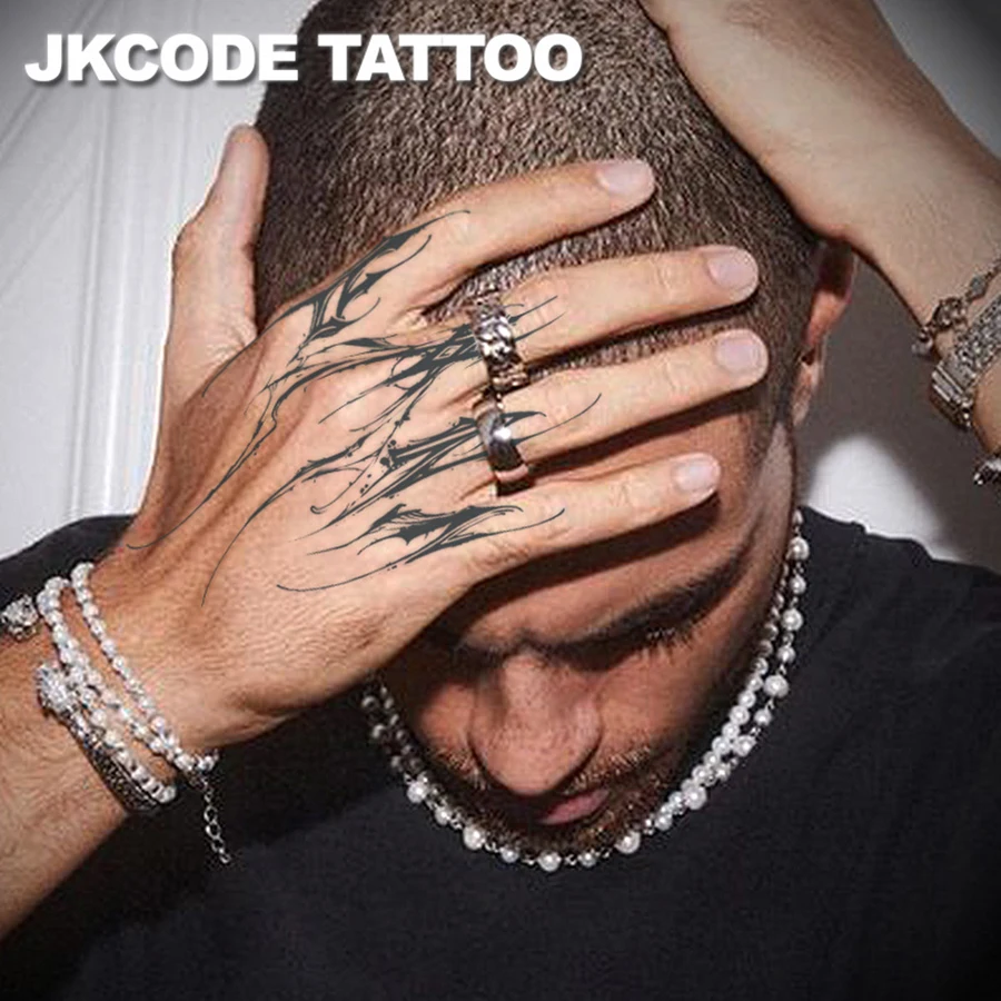 

Водостойкие полупостоянные татуировки Менди, руки, временные татуировки, травяные татуировки, наклейки в готическом стиле, татуировки для рук, летучая мышь, темные травяные временные татуировки для мужчин и женщин, временные татуировки