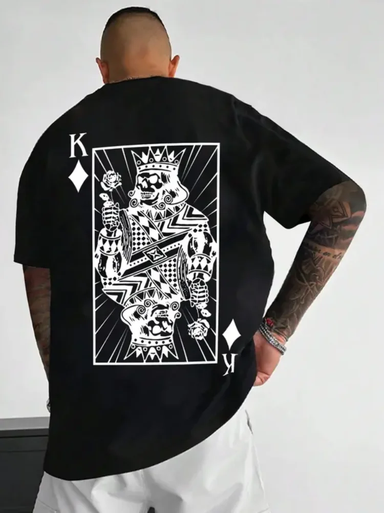 

Футболка с принтом «Король бриллиантов» и черепом, мужская удобная футболка из мягкой ткани с короткими рукавами, модная футболка для любителей хип-хопа