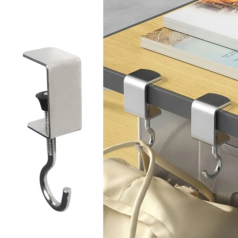 1/2/4pcs 360° Rotatable Steel Table Hooks - Detachable, Non-Destructive Installation For Office Desks, School Dormitories