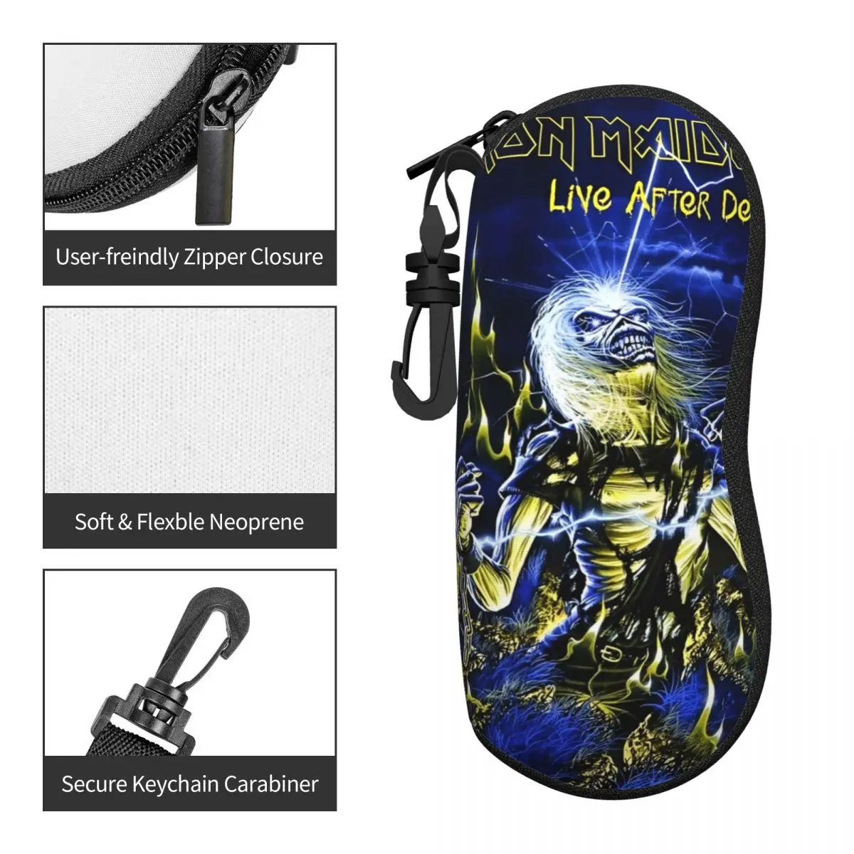 Rock Ironmaiden Glasses Case Waterproof Heavy Metal MusicGlasses Protector Protector Eyeglasses Box