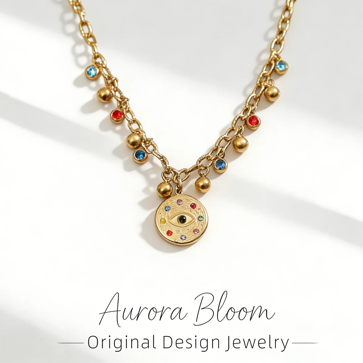 

AURORA Vintage Evil Eye Pendant Necklaces For Women's Religion Jewelry Women's Choker Necklace Daily Stainless Steel Jewelry