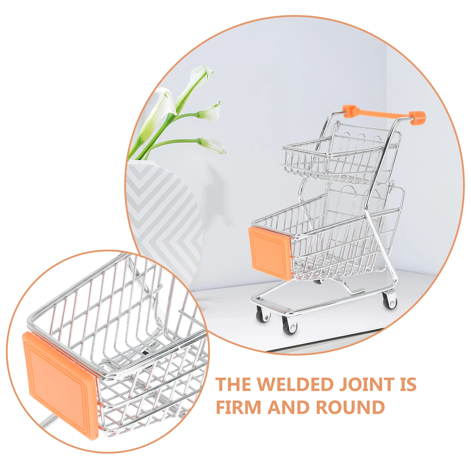 

Mini Shopping Cart Toy Kids Market Carts Plastic Grocery Child Small Supermarket Storage Decorative Gift Basket Office