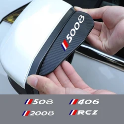 2Pcs Carbon Fiber Car Rearview Mirror Eyebrow Rain Cover For Peugeot 406 407 408 508 2008 3008 4007 5008 RCZ Car Accessories