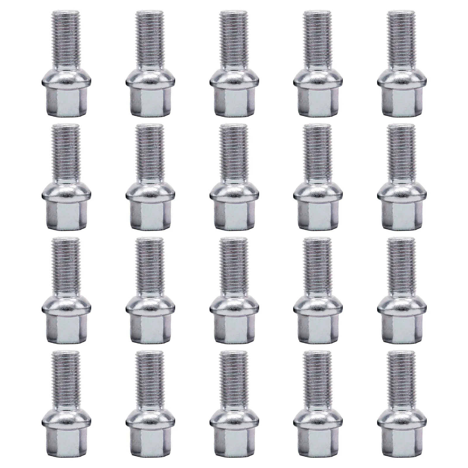 20× Car Wheel Bolts Silver Steel Wheel Accessories Parts For VW Volkswagen Golf Rabbit GTI R32 Polo 9N Tiguan AD1 Audi A2 A3 8P