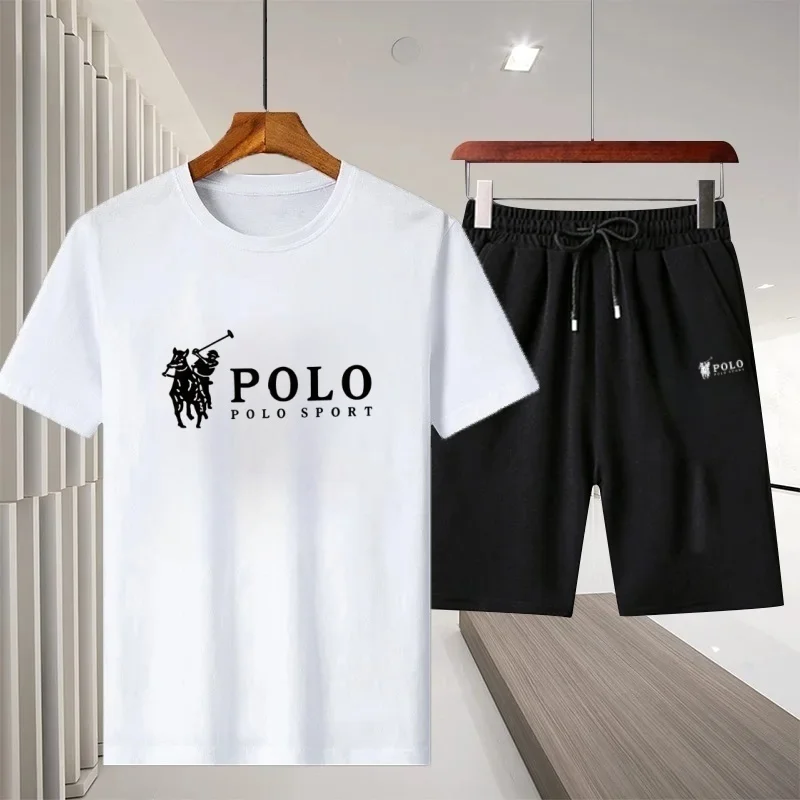 Summer men's casual breathable T-shirt + shorts set, fitness and running fashionable outdoor sportswear two-piece set
