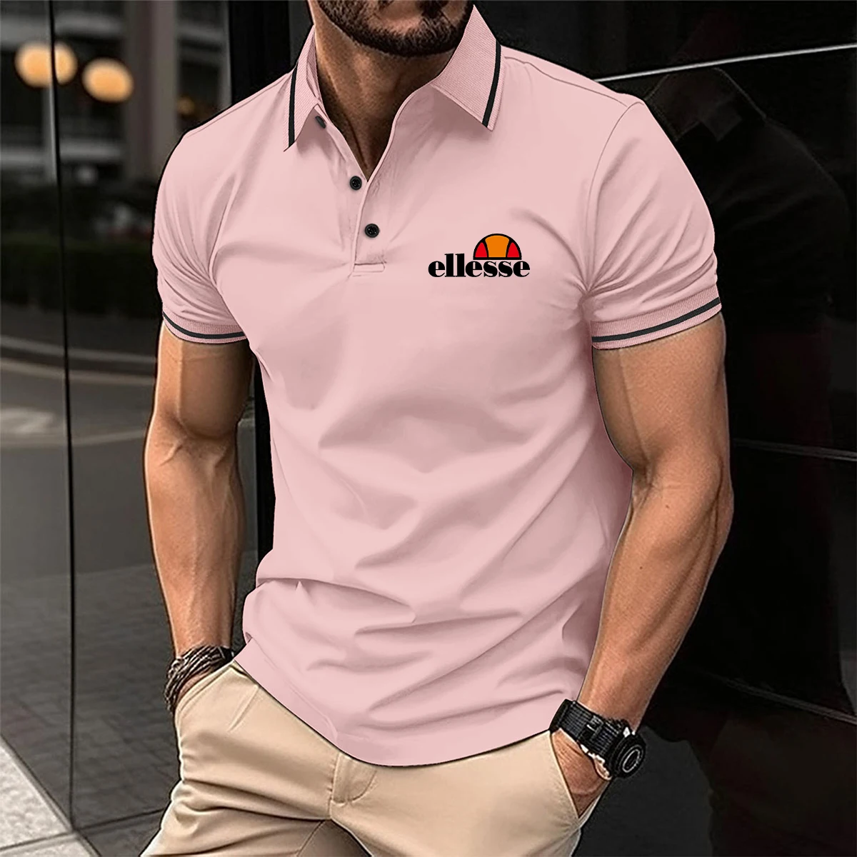 Men's Short-sleeved Polo Shirt Casual 3D Printed Design Stripes Pattern Summer men Polyester Sports Polo Shirt Men's Clothing